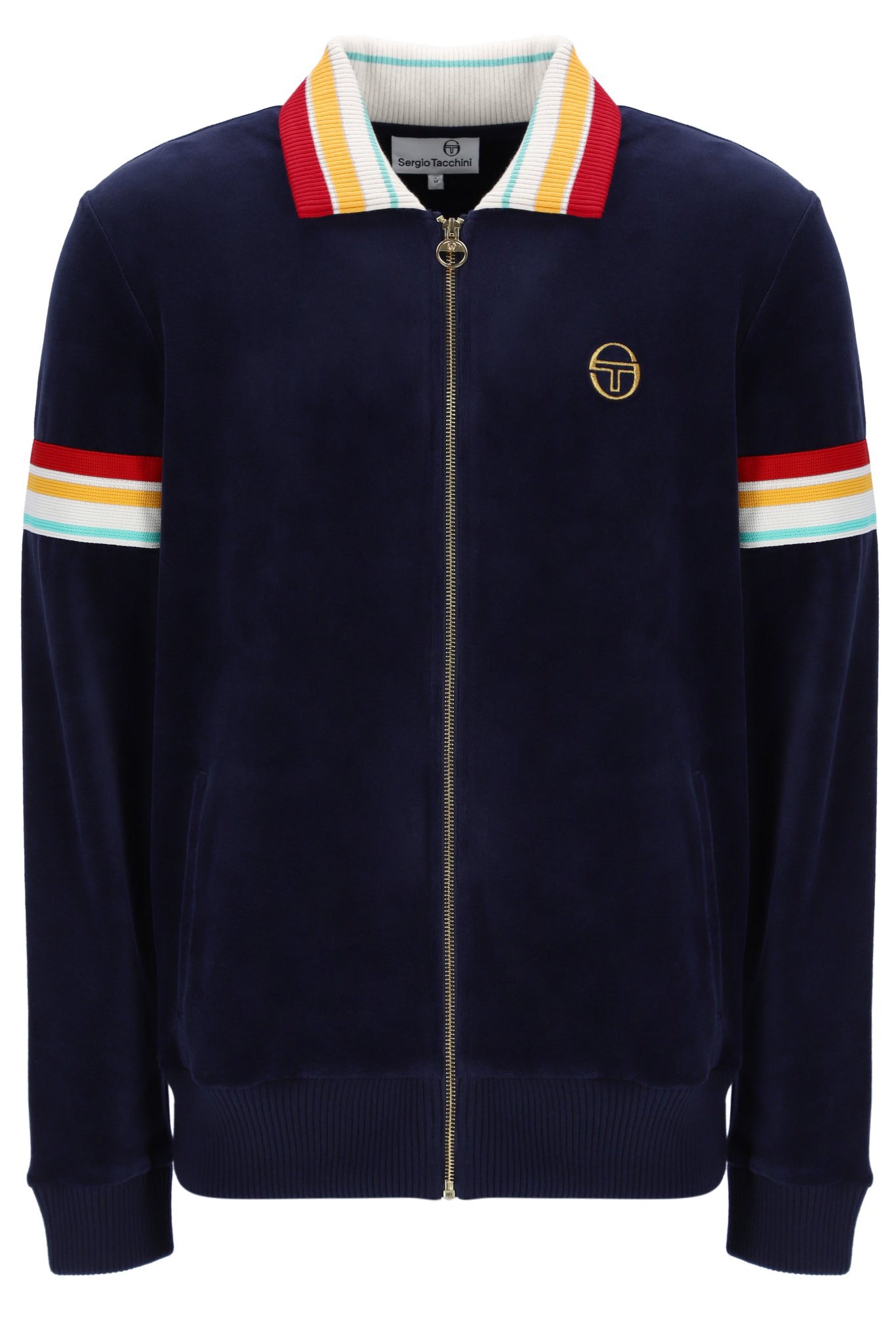 Sergio Tacchini Men's STM12162 Slice Velour Track Top Maritime Blue / Gold