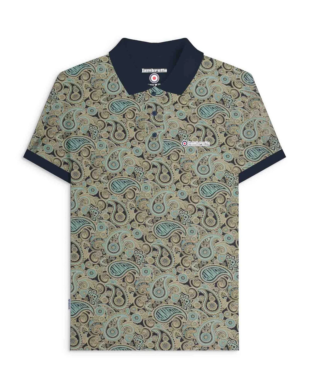Lambretta SS0031 Paisley Brand Polo Shirt Navy Cameo / Blue
