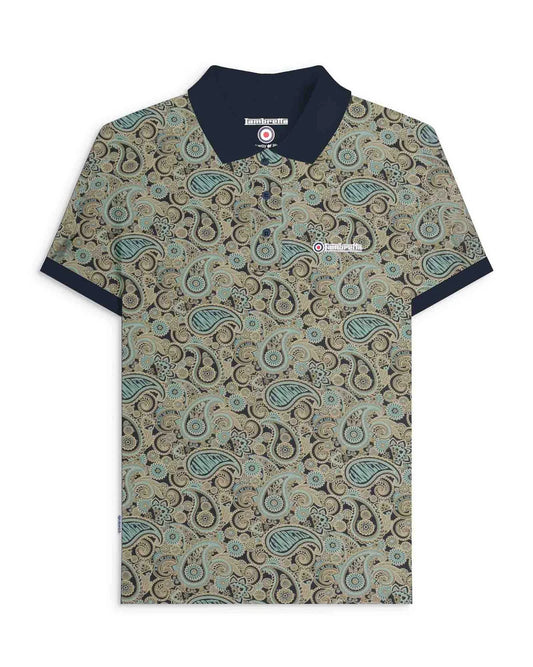 Lambretta SS0031 Paisley Brand Polo Shirt Navy Cameo / Blue