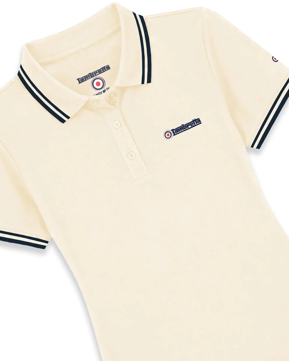 Lambretta Ladies SS0983 Twin Tipped Polo Shirt Ecru / Navy