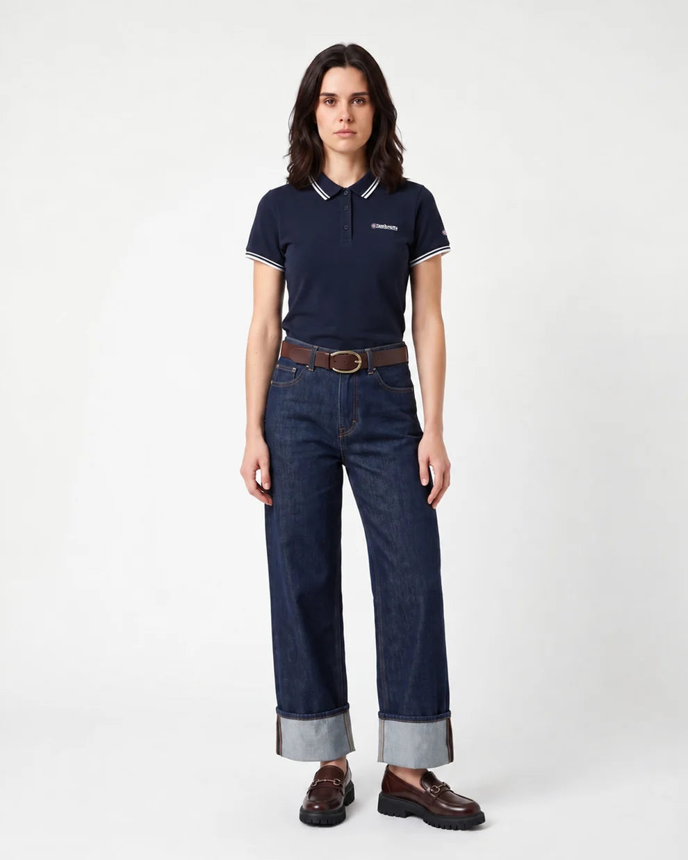 Lambretta Ladies SS0983 Twin Tipped Polo Shirt Navy / White
