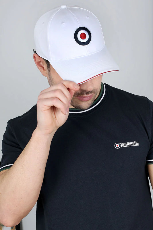 Lambretta Men's SS1038 Target Baseball Cap White