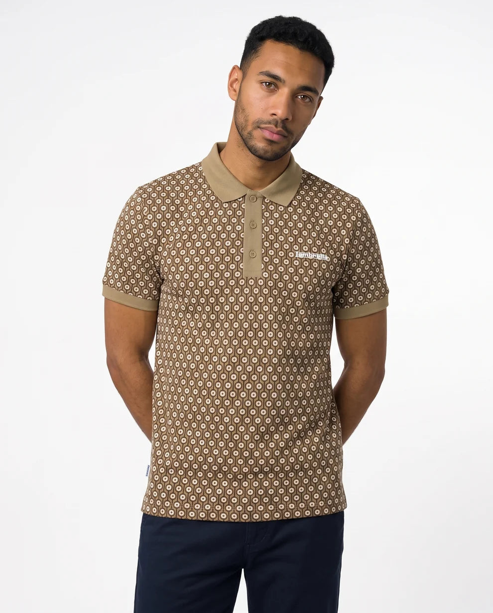 Lambretta SS1229 Geo Roundel Polo Shirt Lead Grey