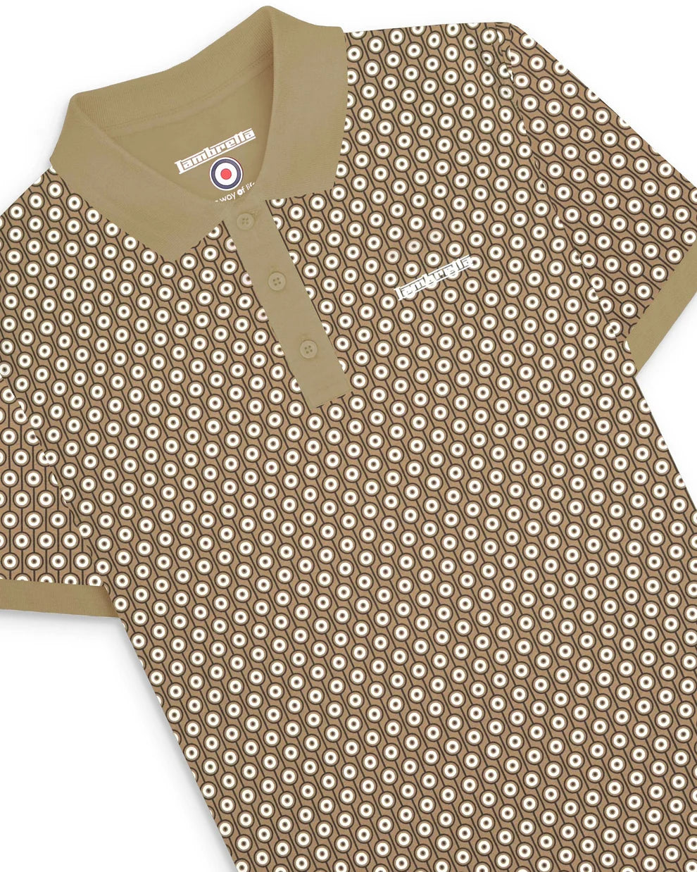 Lambretta SS1229 Geo Roundel Polo Shirt Lead Grey