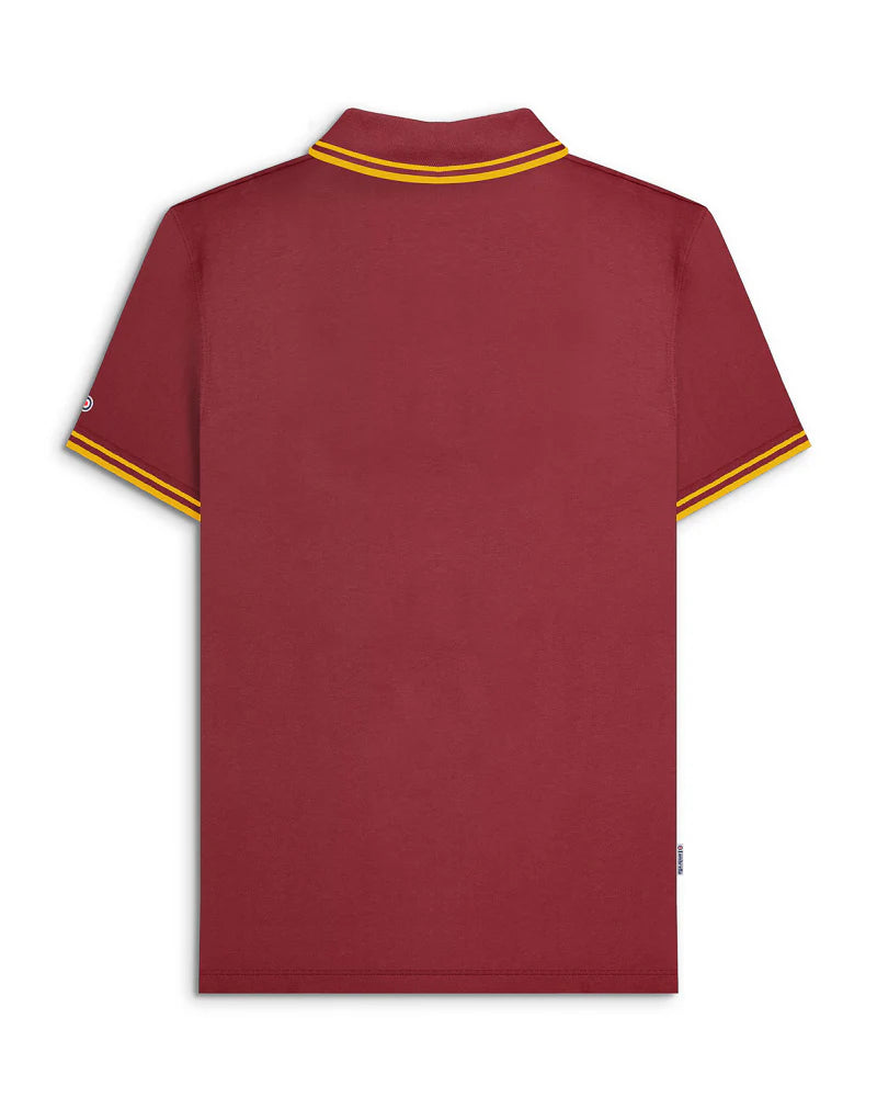 Lambretta Men's SS1608 Twin Tipped Polo Shirt Burgundy / Gold