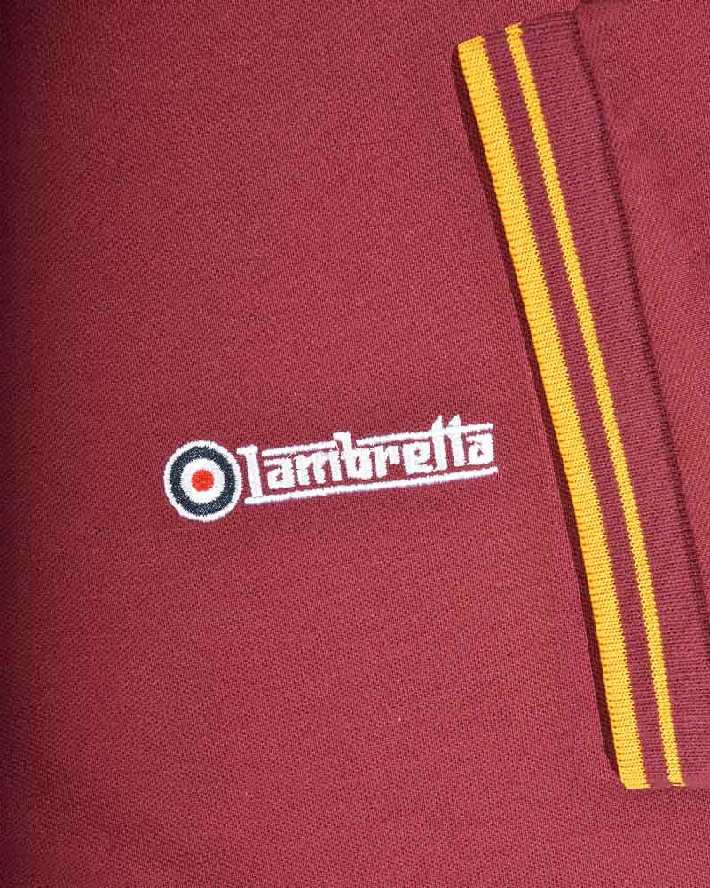 Lambretta Men's SS1608 Twin Tipped Polo Shirt Burgundy / Gold