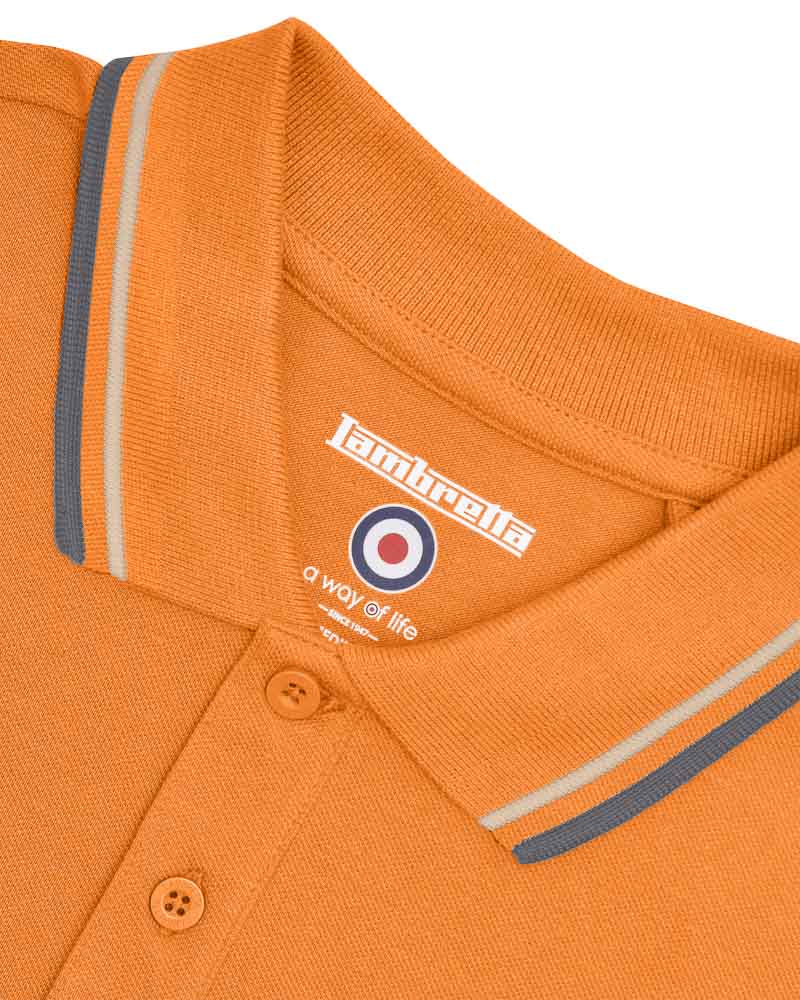 Lambretta Men's SS1608 Twin Tipped Polo Shirt Desert Sun / Stone / Iron