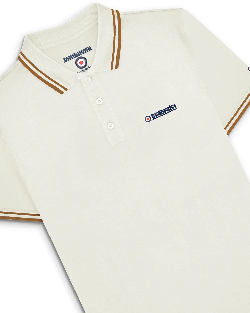 Lambretta SS1608 Twin Tipped Polo Shirt Jet Stream / Tobacco