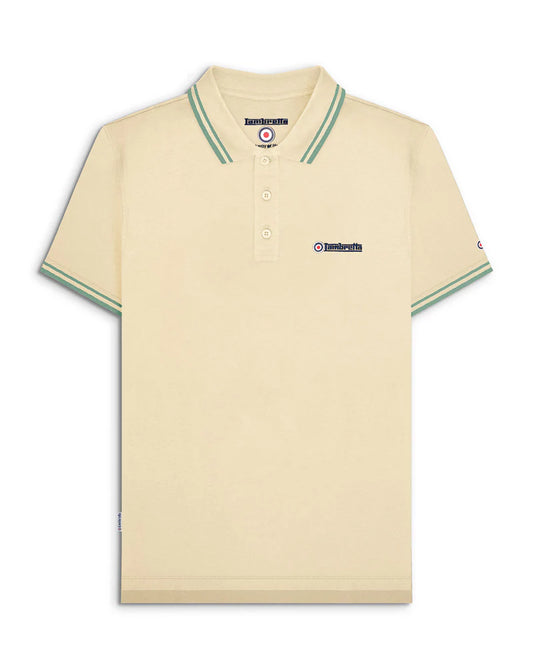 Lambretta Men's SS1608 Twin Tipped Polo Shirt Tofu / Iceberg Green