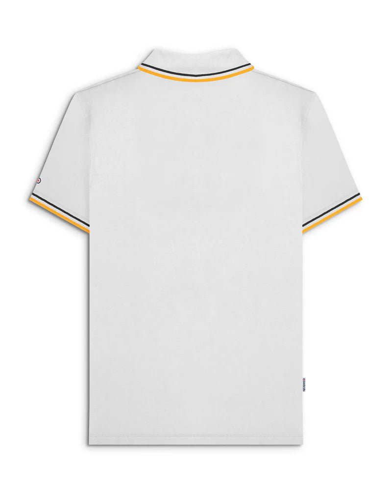 Lambretta Men's SS1608 Twin Tipped Polo Shirt White / Black / Gold