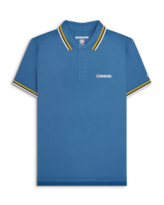 Lambretta Men's SS1650 Triple Tipped Polo Shirt Dark Blue / Gold / Navy / Jet Stream