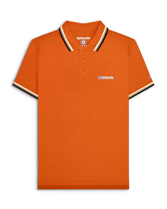 Lambretta Men's SS1650 Triple Tipped Polo Shirt Desert Sun / Silver / Cashew / Black