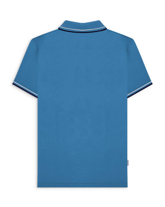 Lambretta Men's SS4026 Houndstooth Polo Shirt Dark Blue