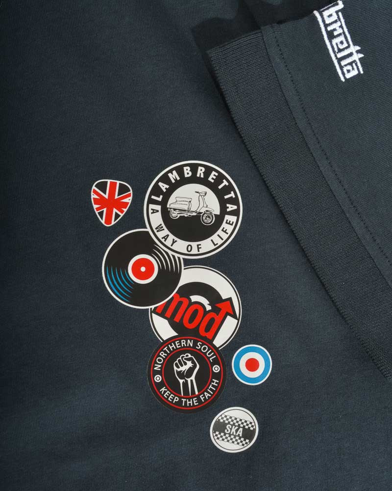 Lambretta Men's SS6014 Badges Polo Shirt Navy Blue