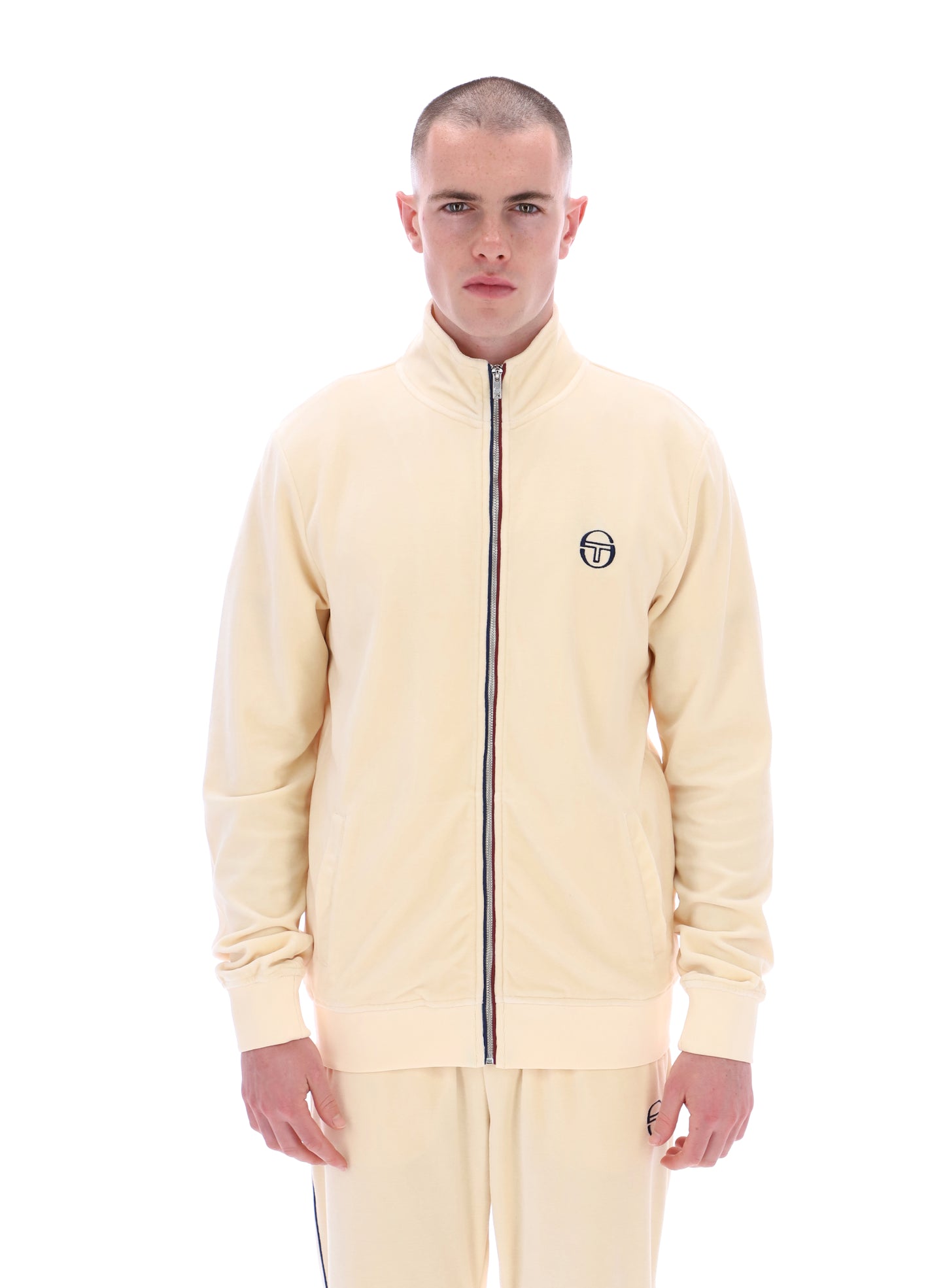 Sergio Tacchini Men's Eddie Velour Track Top Pearled Ivory