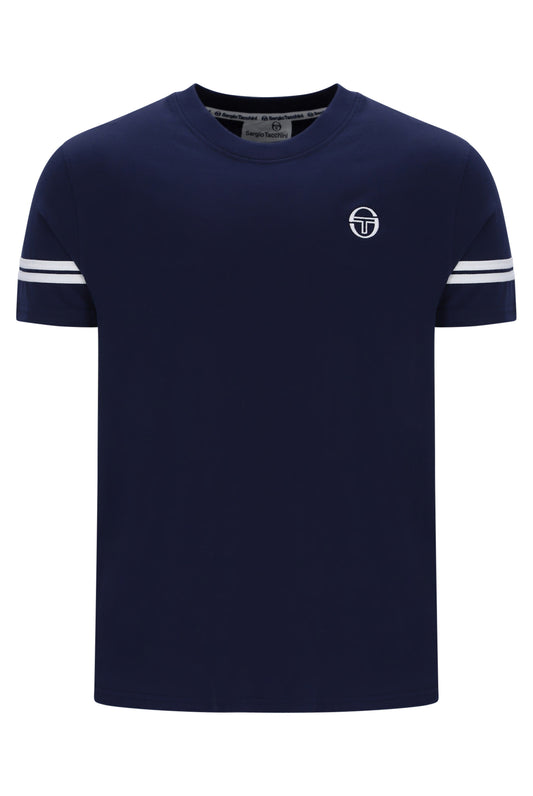 Sergio Tacchini Men's STM18376 SS Grello Crew Neck T Shirt Maritime Blue / White