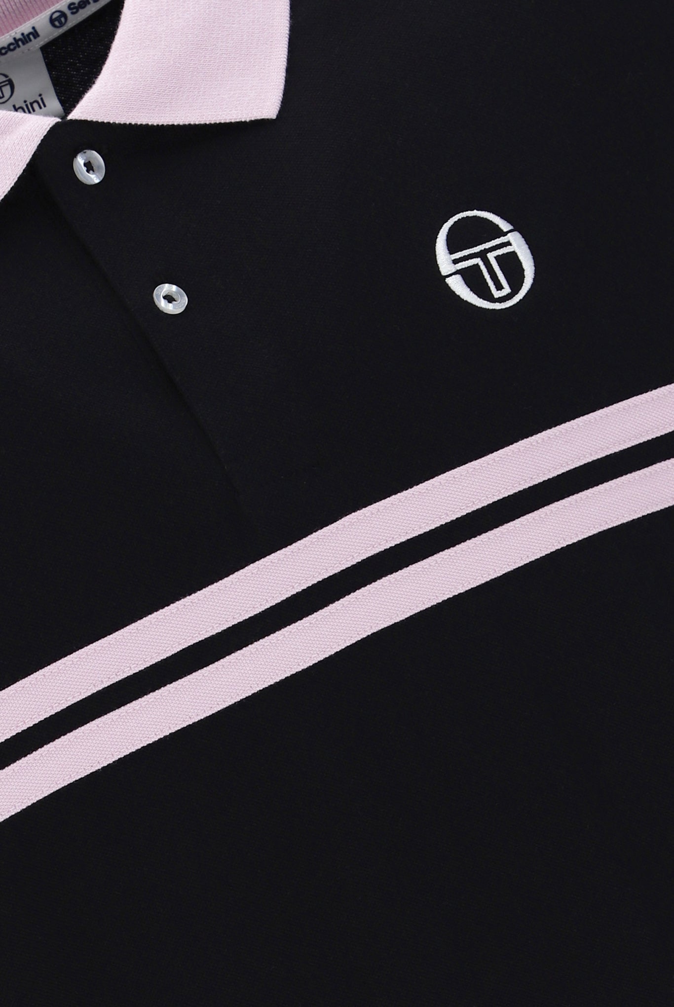 Sergio Tacchini Men's STM14566 Supermac Polo Shirt Black / Light Lilac / White