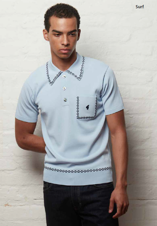 Gabicci Vintage Men's V56GM21 Alexander SS Polo Shirt Surf Blue