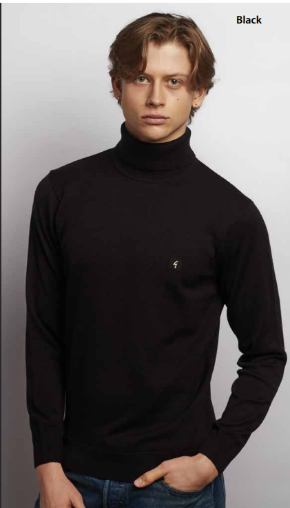 Gabicci Vintage Men's V57GK09 Ricardo Roll Neck Top Black