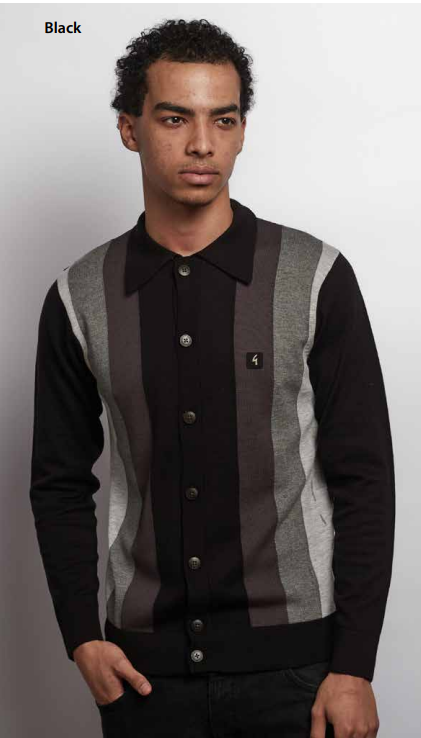 Gabicci Vintage Men's V57GM12 Pedro L/S Button Front Polo Shirt Black