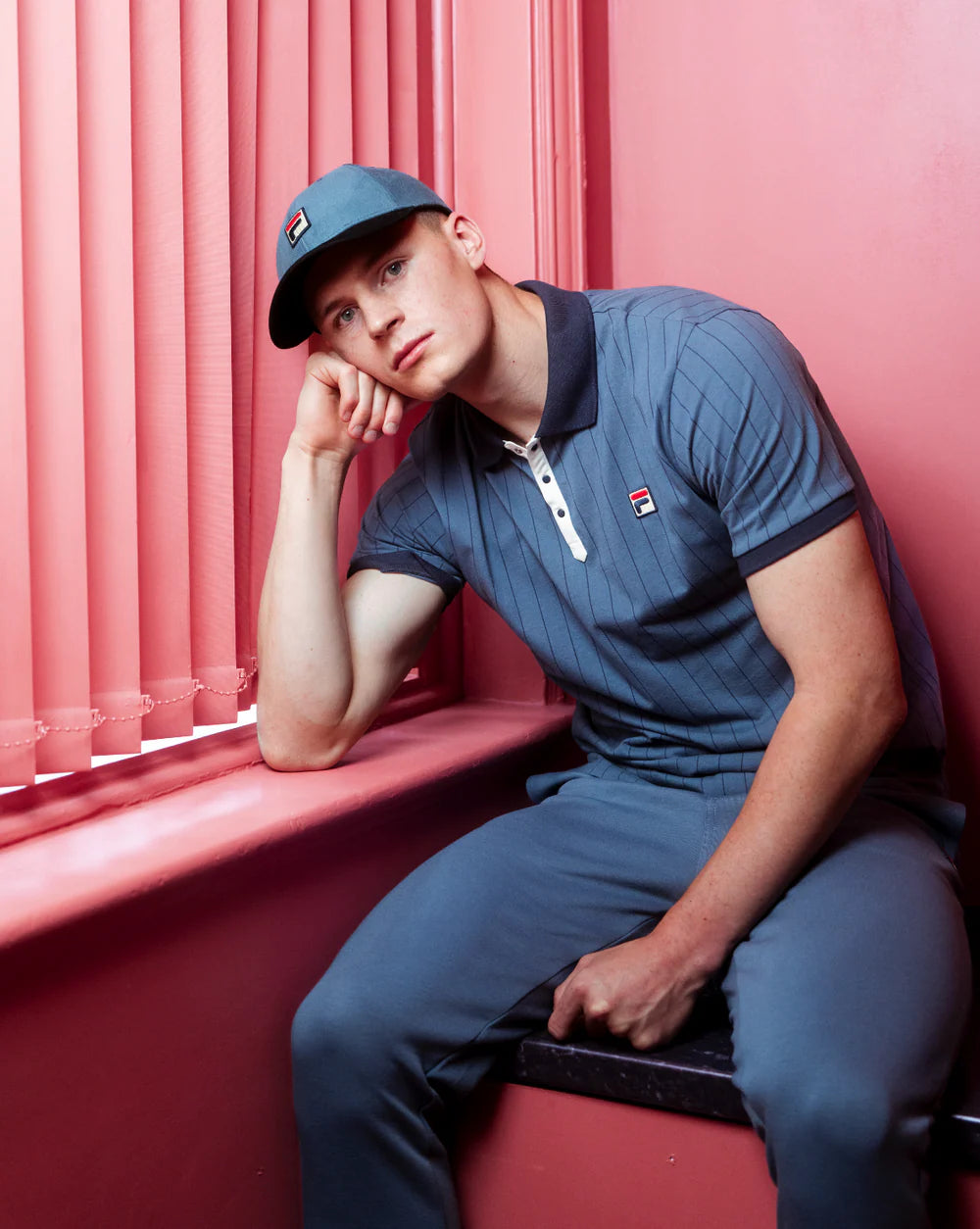 Fila Vintage Men's BB1 Classic Vintage Stripped Polo Shirt Vintage Indigo / Gardenia