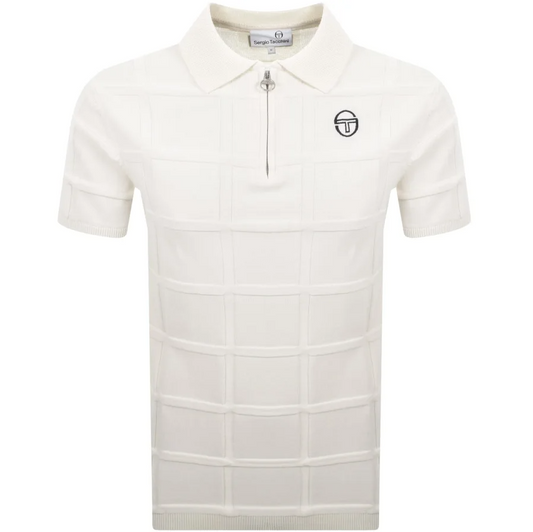 Sergio Tacchini Men's STM12102 SS Lorenzo Zip Polo Shirt Gardenia