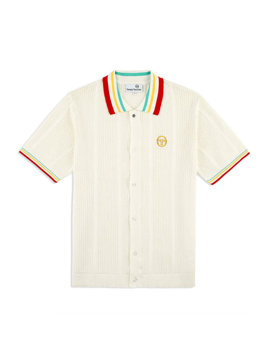Sergio Tacchini Men's STM12123 SS Slice Button Polo Shirt Gardenia / Gold