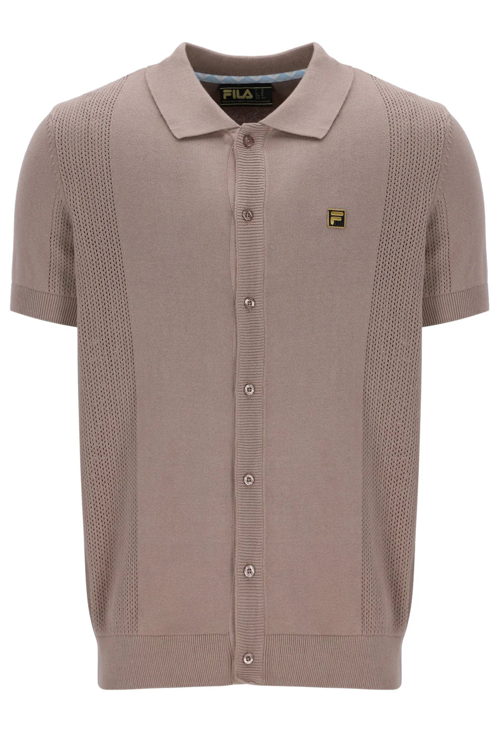 Fila Vintage Men's Walter Open Knit Polo Shirt Mocha Meringue