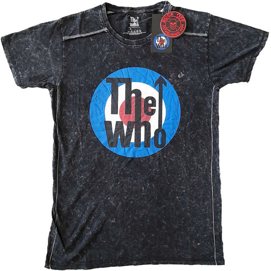 The Who Official Target Logo Snow Wash Design T Shirt Black