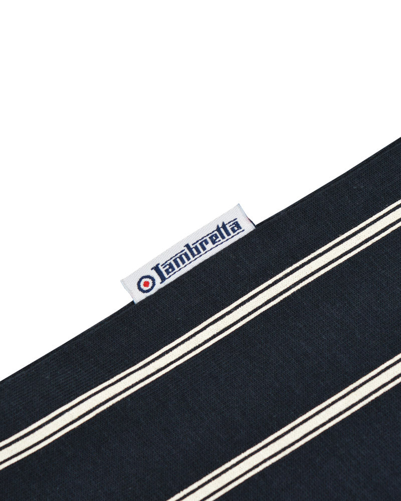 Lambretta Men's SS1027 Pinstripe Polo Shirt Navy Blue