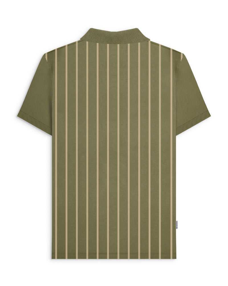 Lambretta Men's SS1027 Pinstripe Polo Shirt Khaki Green