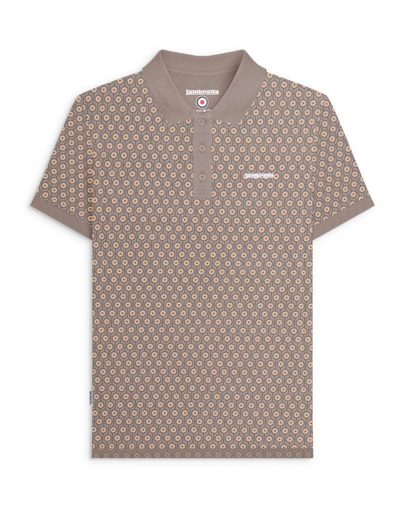 Lambretta Men's SS1229 Geo Roundel Polo Shirt Cinder