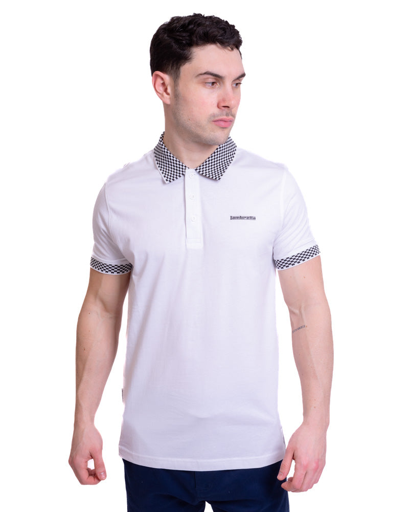 Lambretta Men's SS1029 Two Tone Polo Shirt White