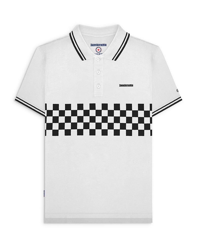 Lambretta Men's SS9107 Two Tone Panel Polo Shirt White Black