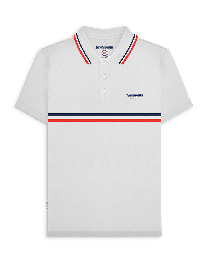 Lambretta Men's SS1321 Classic Stripe Polo Shirt White