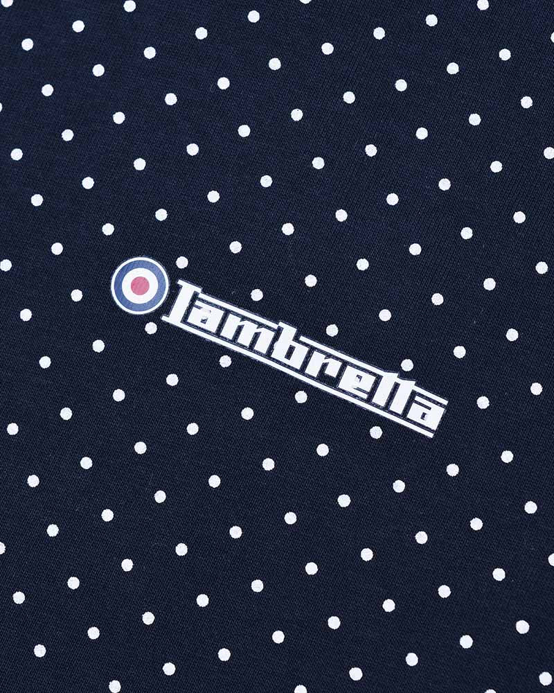 Lambretta Men's SS1323 Polkadot Polo Shirt Navy Blue