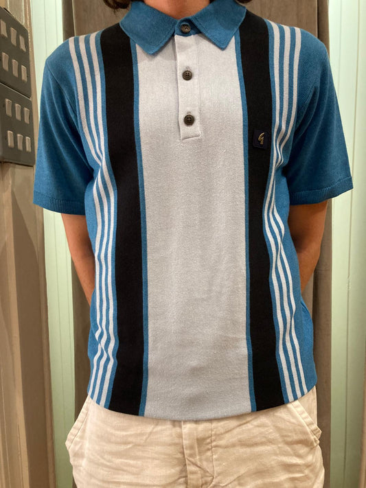 Gabicci Vintage Men's Searle V54GM00 SS Stripe Polo Shirt Sapphire Blue