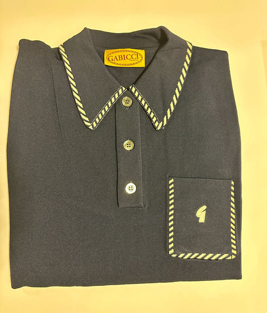 Gabicci Vintage Men's V55GM22 Routledge S/S Knit Polo Shirt Navy Blue