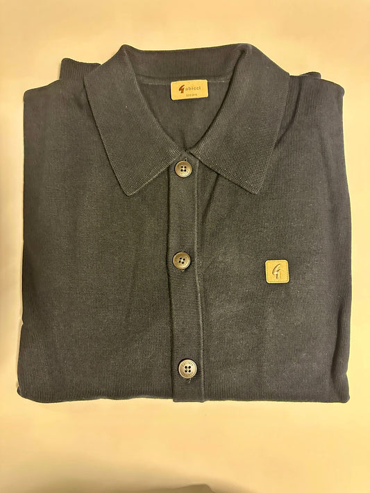 Gabicci Vintage Men's V55GK16 Azima L/S Button Knit Polo Shirt Navy Blue