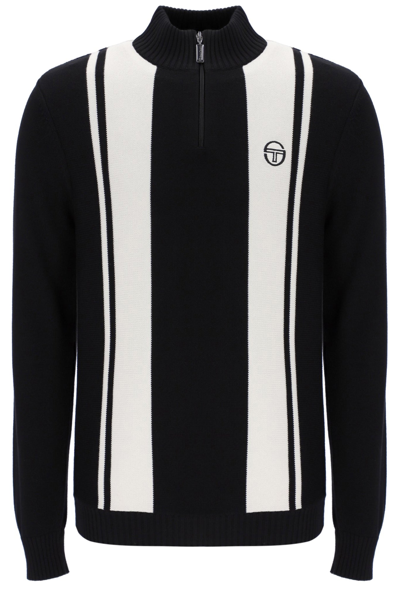 Sergio Tacchini Men's Young Line 1/4 Zip Knit Jumper Gardenia / Maritime Blue