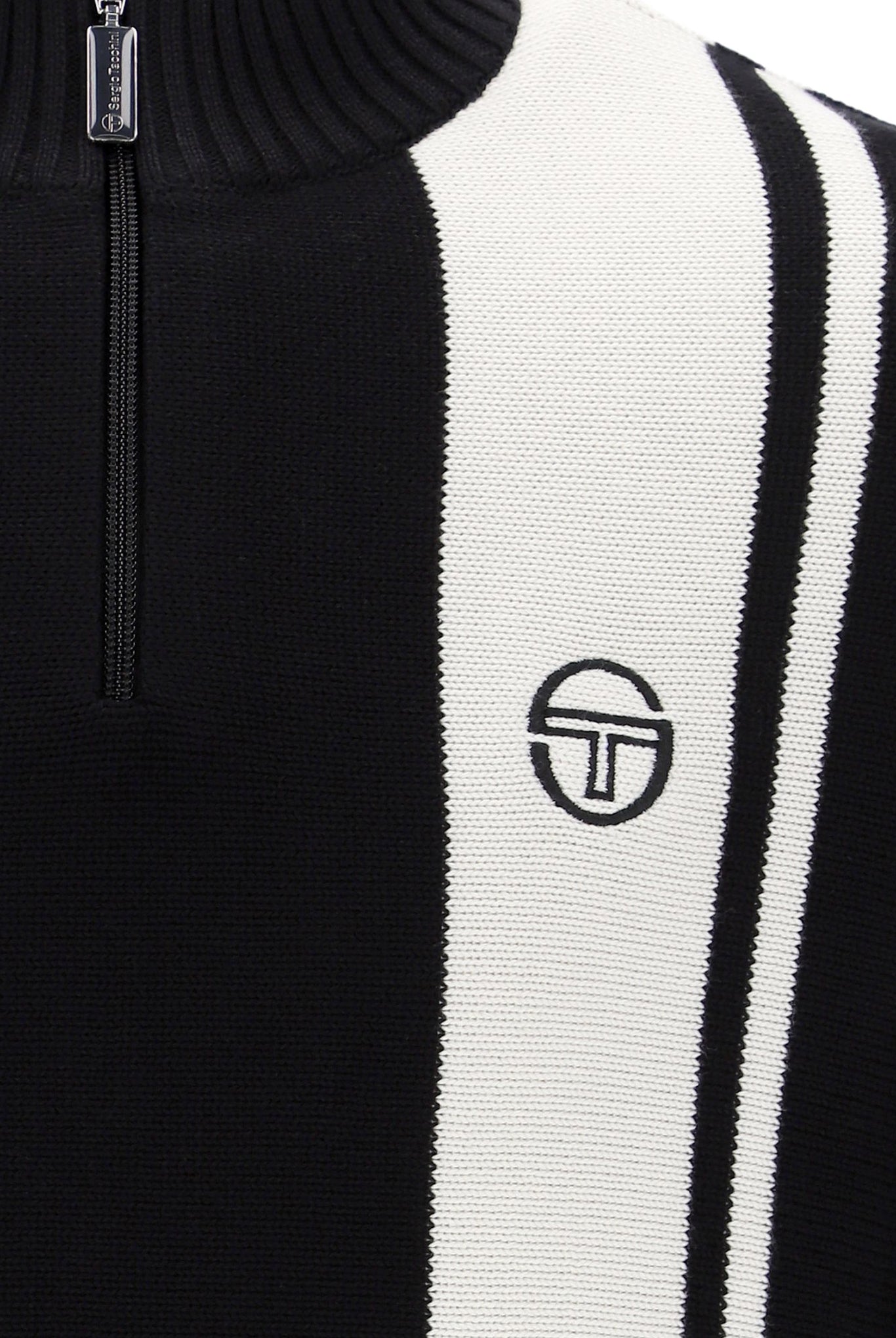 Sergio Tacchini Men's Young Line 1/4 Zip Knit Jumper Gardenia / Maritime Blue