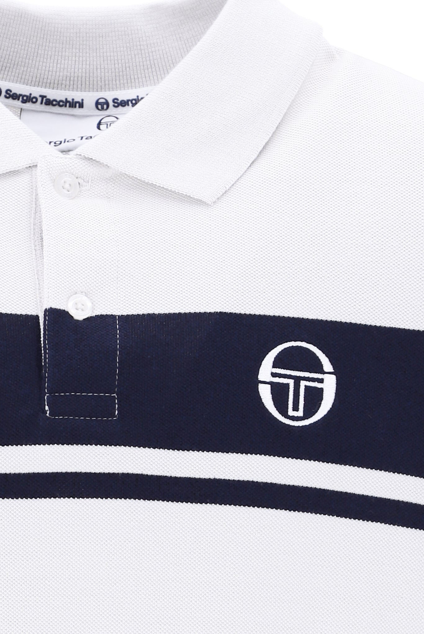 Sergio Tacchini Men's STM14554 SS Young Line Polo Shirt White / Maritime Blue