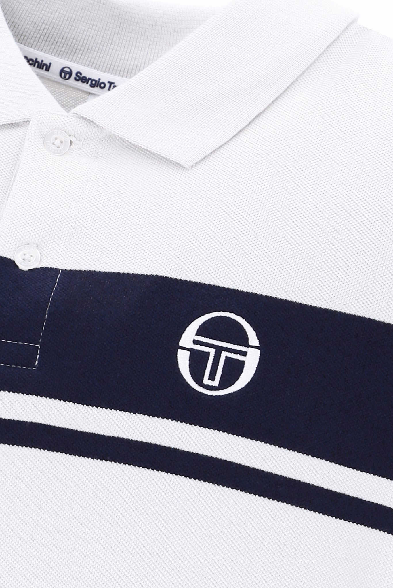 Sergio Tacchini Men's STM14554 SS Young Line Polo Shirt White / Maritime Blue