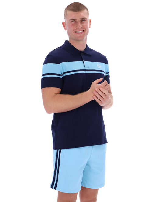 Sergio Tacchini Men's STM14554 SS Young Line Polo Shirt Maritime Blue / Baltic Sea