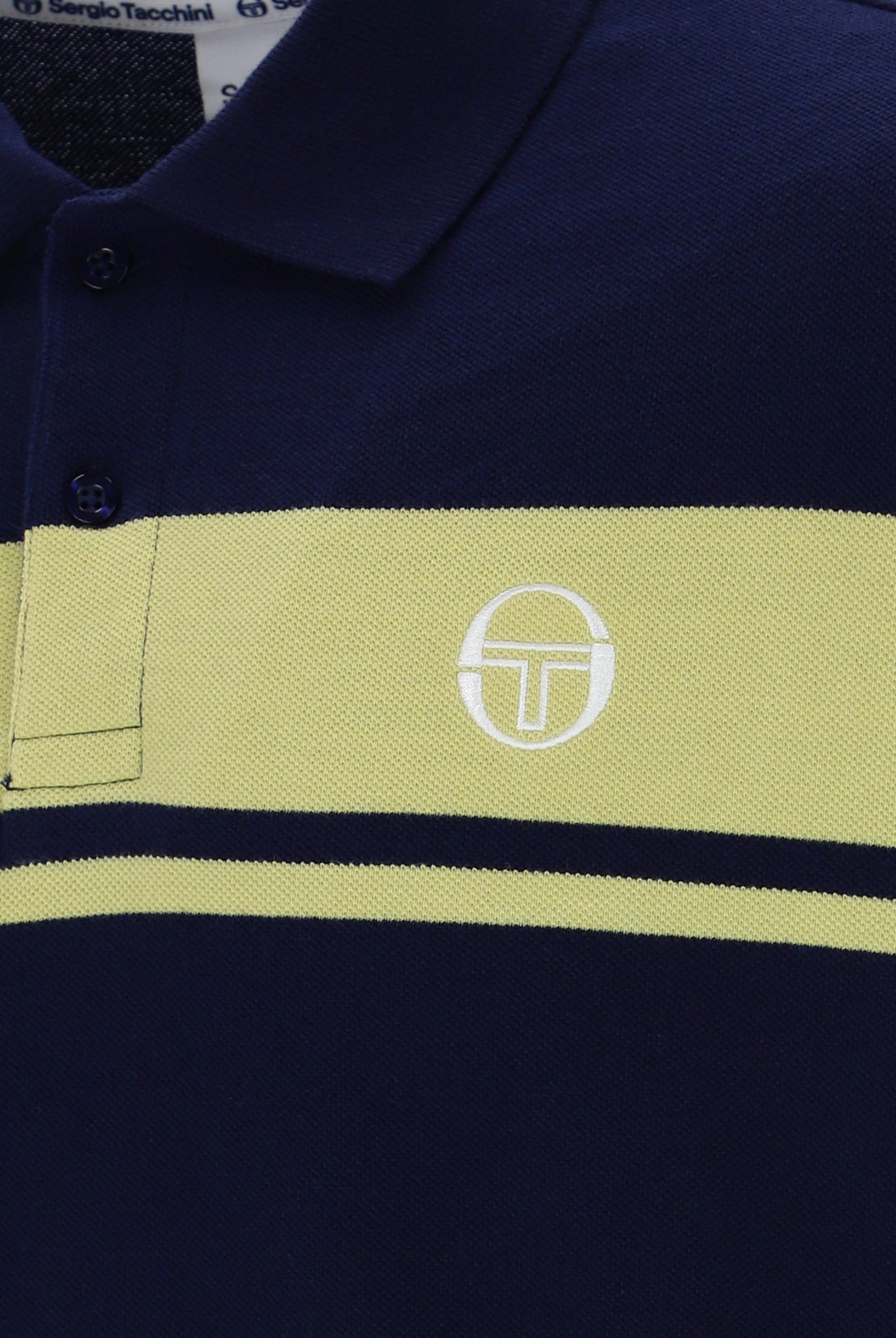 Sergio Tacchini Men's STM14554 SS Young Line Polo Shirt Maritime Blue / Celery