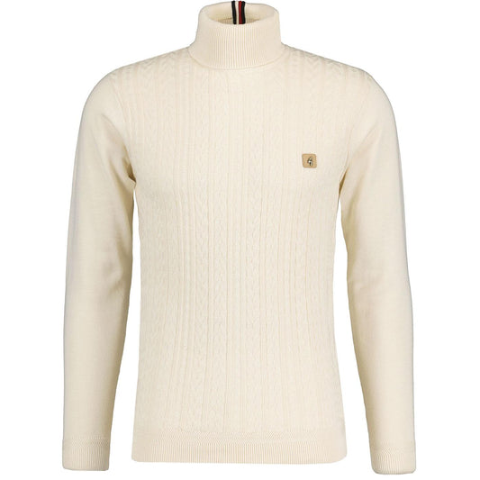 Gabicci Vintage Men's V51GM20 Leonardo Cable Roll Neck Jumper Cream