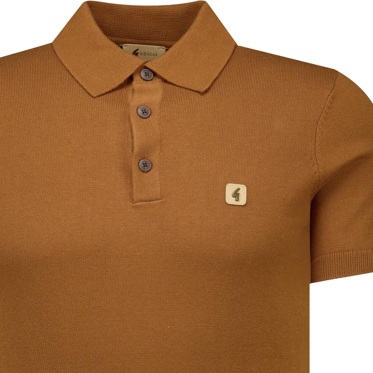 Gabicci Vintage Men's V19GK04 Jackson SS Knit Polo Shirt Walnut Brown