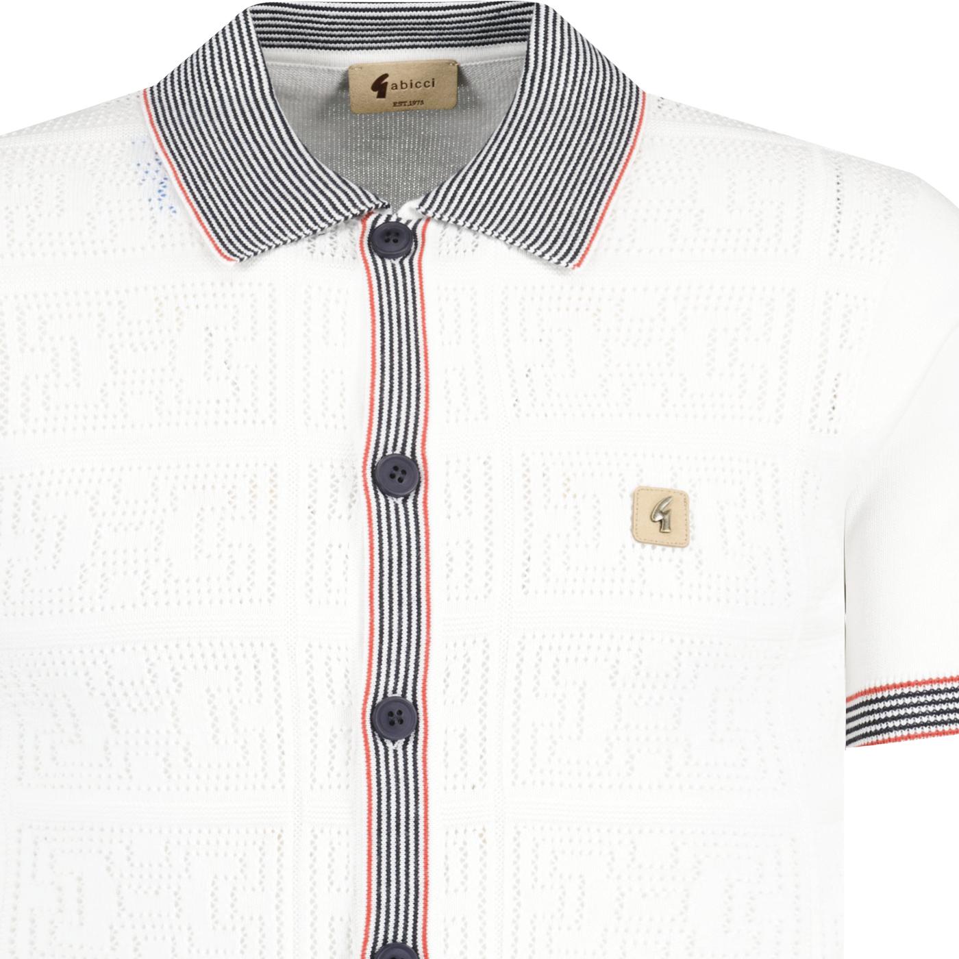 Gabicci Vintage Men's V52GM12 Soul SS Button Polo Shirt White