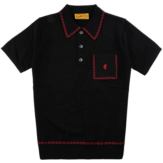 Gabicci Vintage Men's V54GM18 Alexander SS Knit Polo Shirt Black