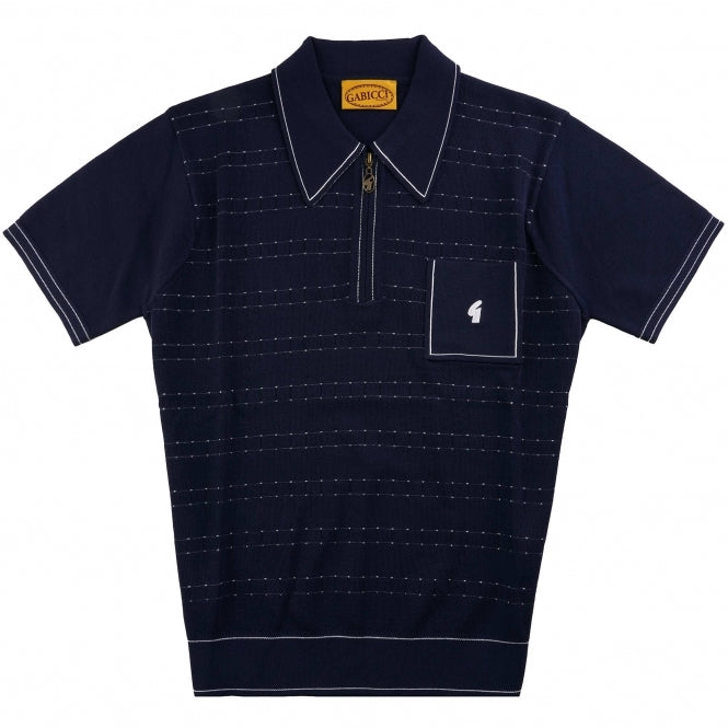 Gabicci Vintage Men's V54GM21 Chris SS Textured Polo Shirt Navy Blue